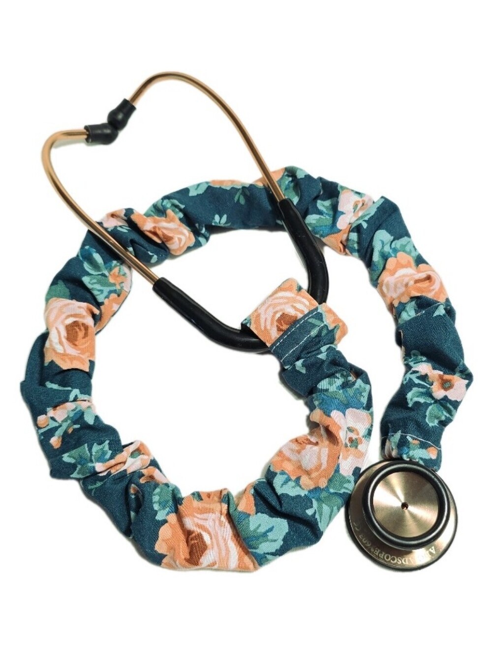 Handmade Green Floral  Washable Cotton Stethoscope Sleeve Cover